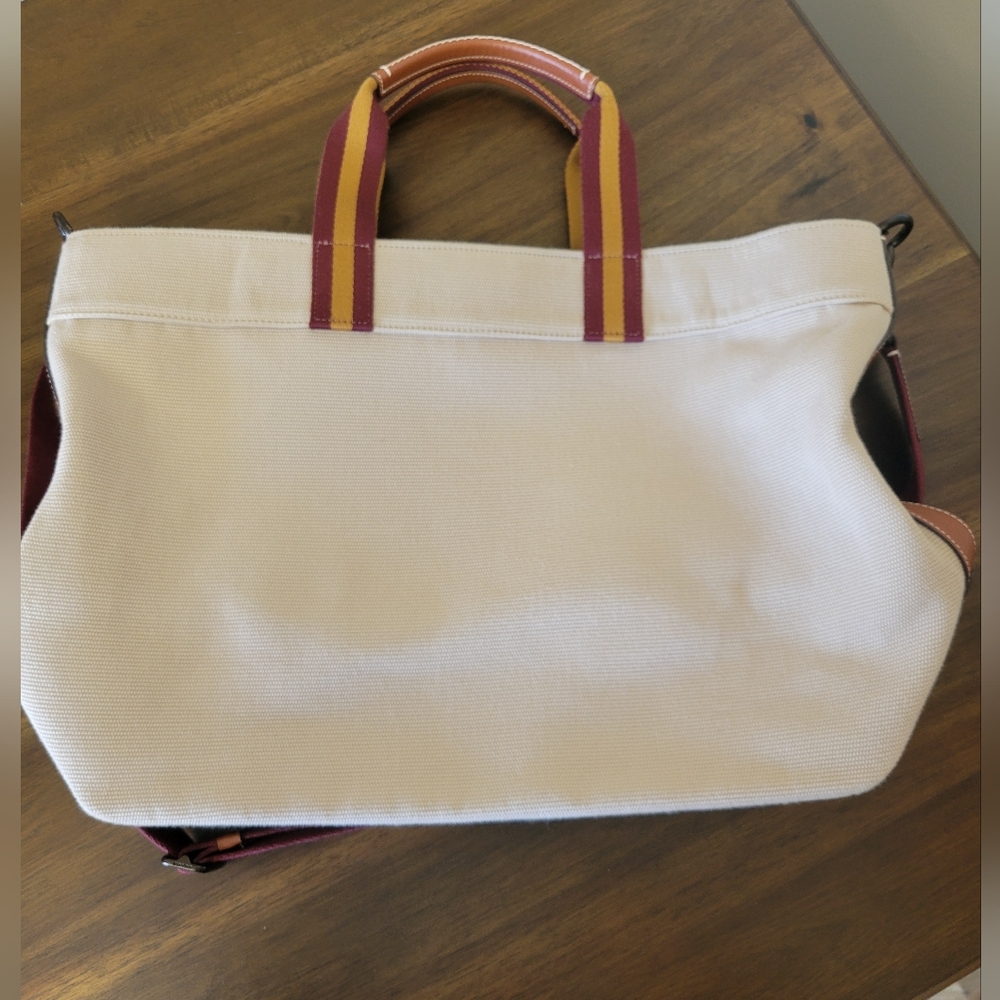 Coach Beige and Burgundy Canvas Tote Bag 38. SOLD OUT ONLINE. New Without Tags. - Picture 6 of 11